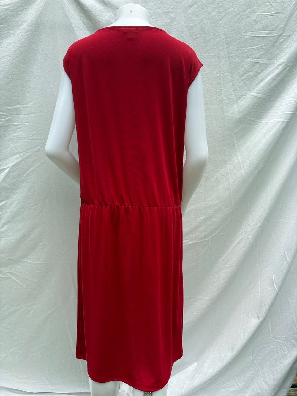 Talbots Red Midi Cap-Sleeve Elastic-Waist Dress - Picture 9 of 9